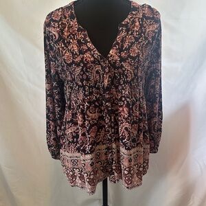 Knox Rose Paisley Floral Print Women's Top